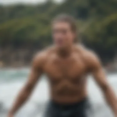 The Thrill of the Fall: Challenges in Wet Shirt Surfing An exhilarating moment of a surfer wiping out, demonstrating the challenges of wet shirt surfing.