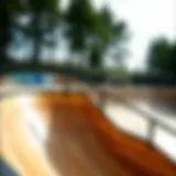 A beautifully crafted wooden quarter pipe in a skate park setting