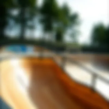 A beautifully crafted wooden quarter pipe in a skate park setting